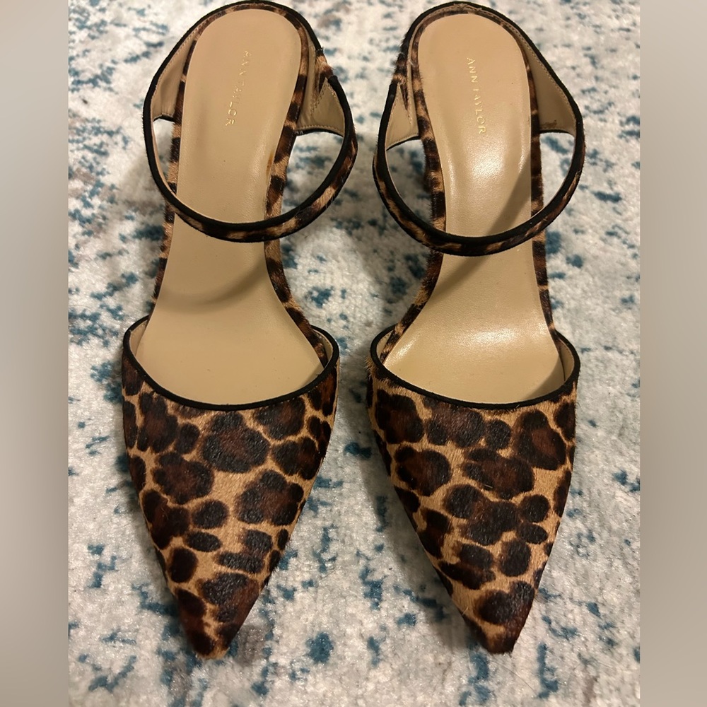 Ann Taylor Calf Hair - leopard print mules